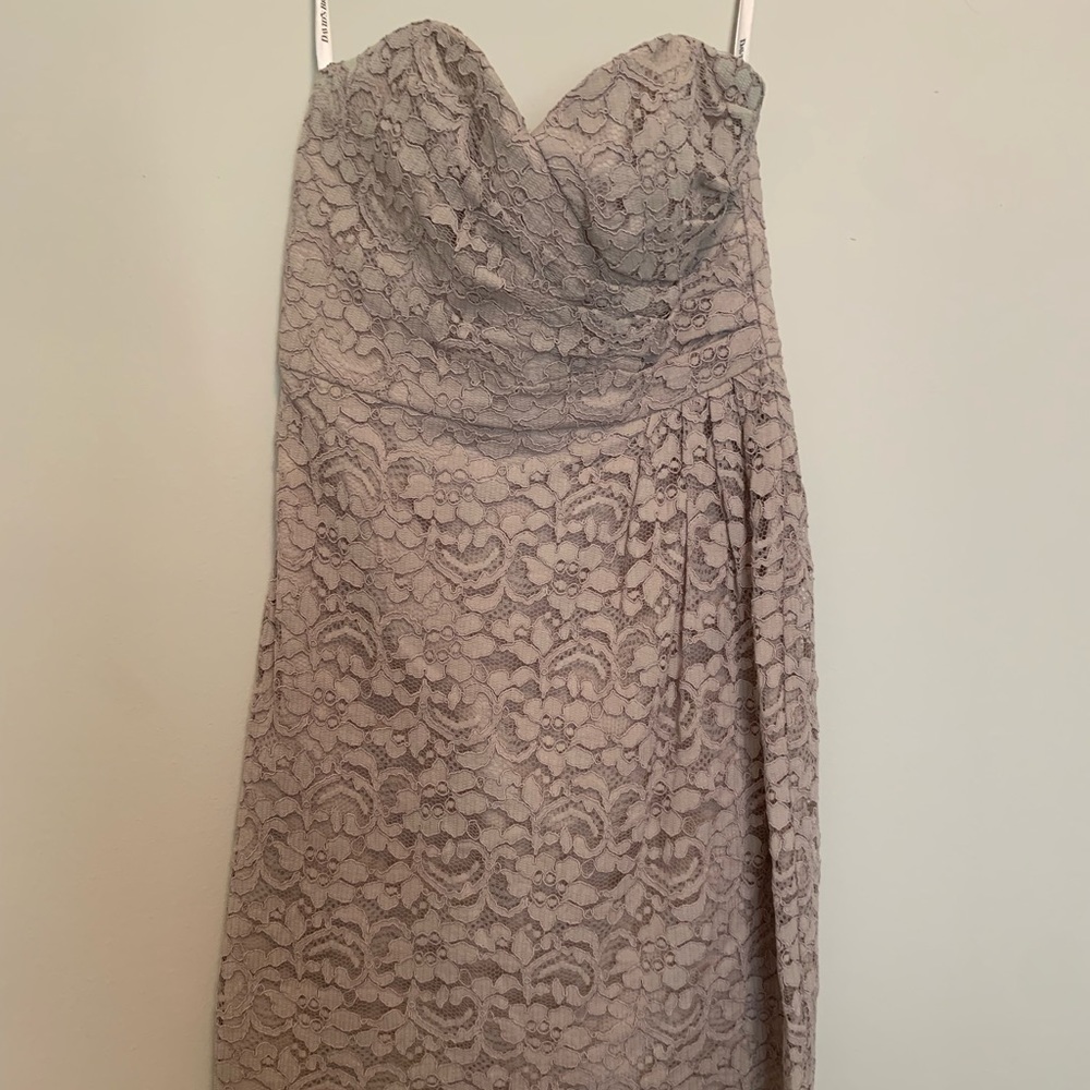 Strapless Tan Lace David’s Bridal Dress
